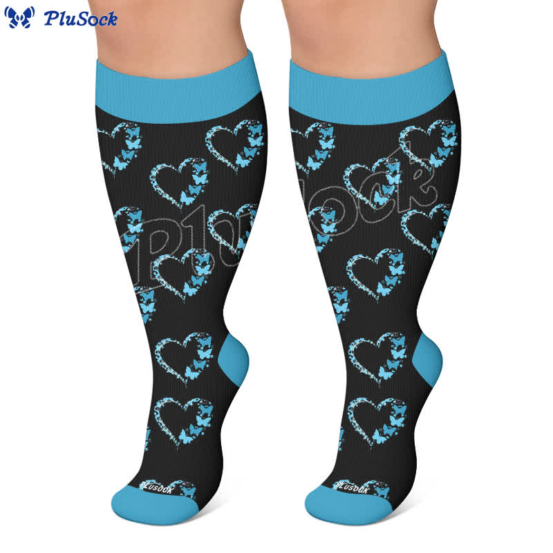 Plus Size Colorblock Heart Compression Socks - image 6
