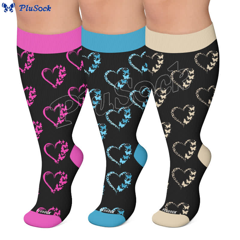 Plus Size Colorblock Heart Compression Socks - image 0