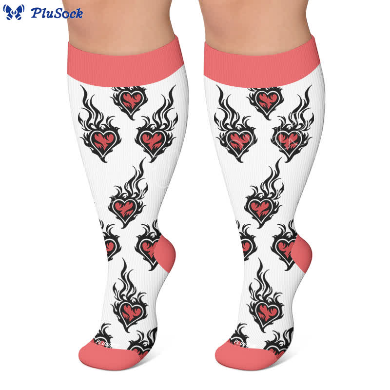 Plus Size Devil Skull Heart Compression Socks - image 7