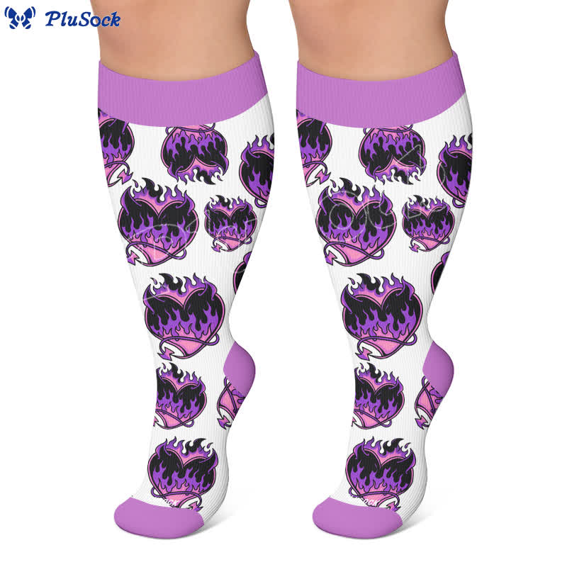 Plus Size Devil Skull Heart Compression Socks - image 5