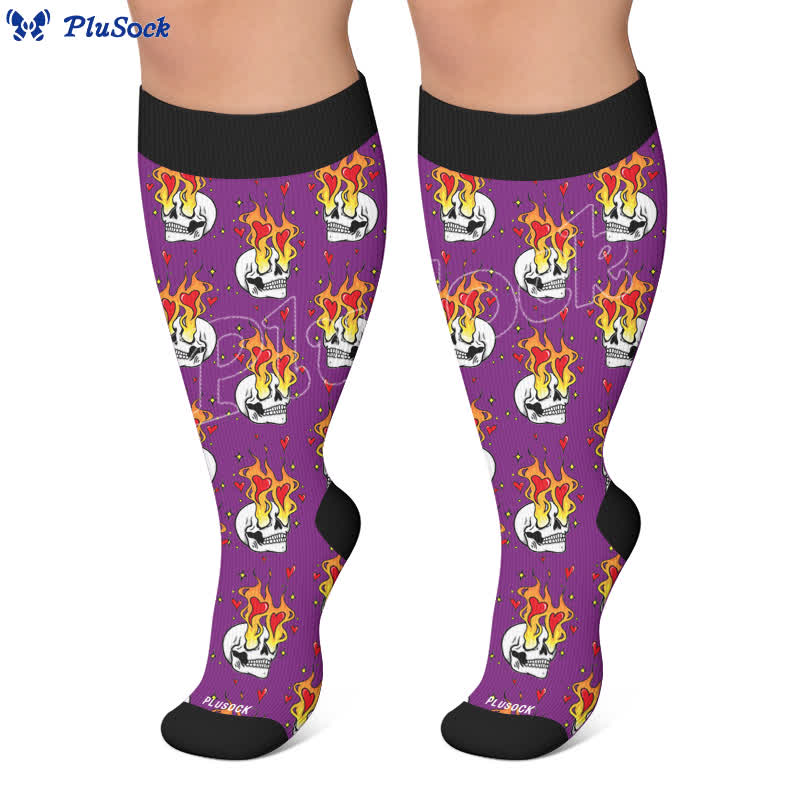 Plus Size Devil Skull Heart Compression Socks - image 6