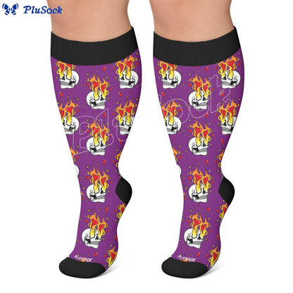 Plus Size Devil Skull Heart Compression Socks - image 6