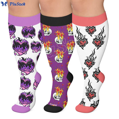 Plus Size Devil Skull Heart Compression Socks - image 0