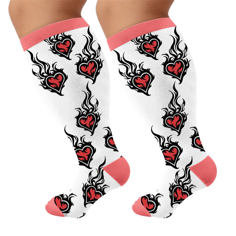 Plus Size Devil Skull Heart Compression Socks - image 10