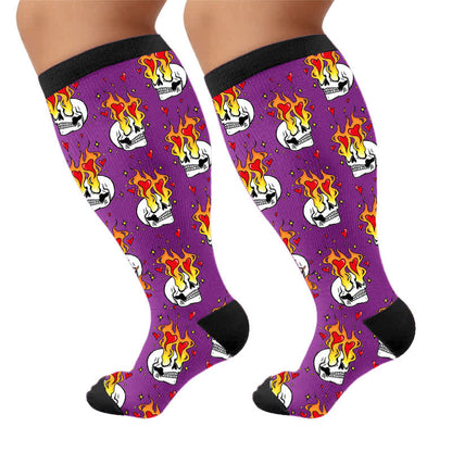 Plus Size Devil Skull Heart Compression Socks - image 9