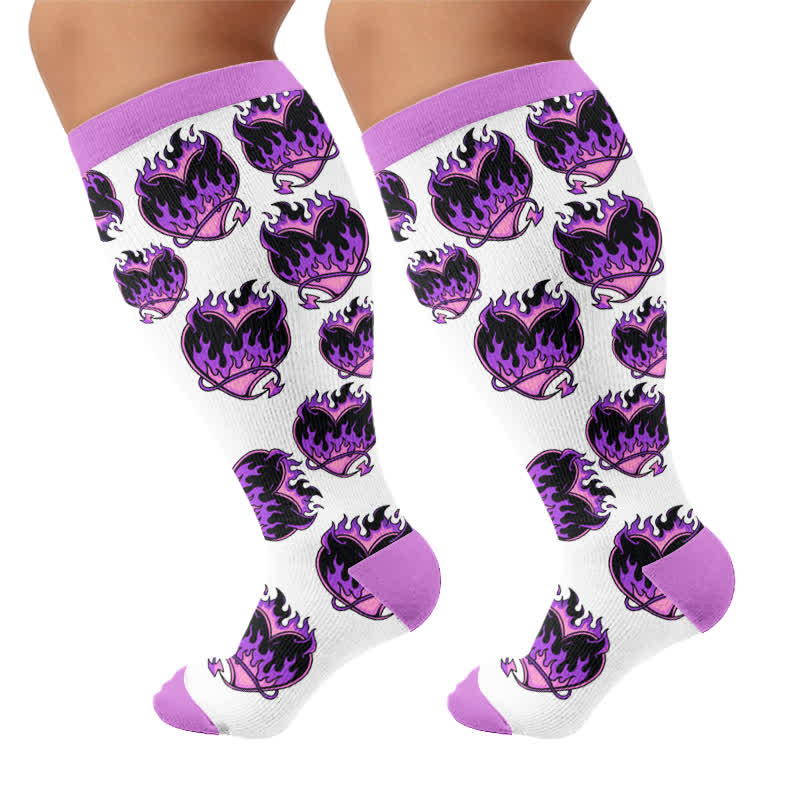 Plus Size Devil Skull Heart Compression Socks - image 8