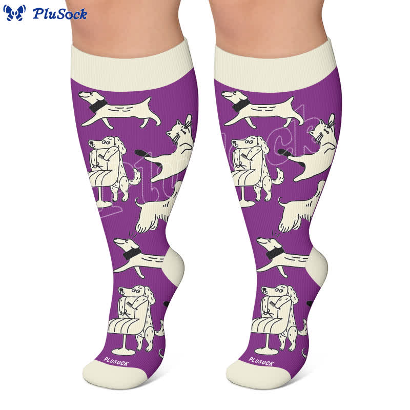 Plus Size Colorful Cat Face Compression Socks - image 6