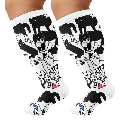 Plus Size Colorful Cat Face Compression Socks - image 8