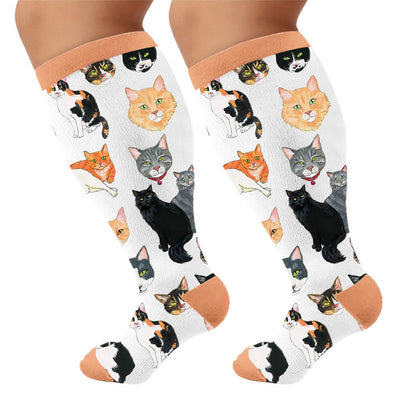Plus Size Colorful Cat Face Compression Socks - image 10