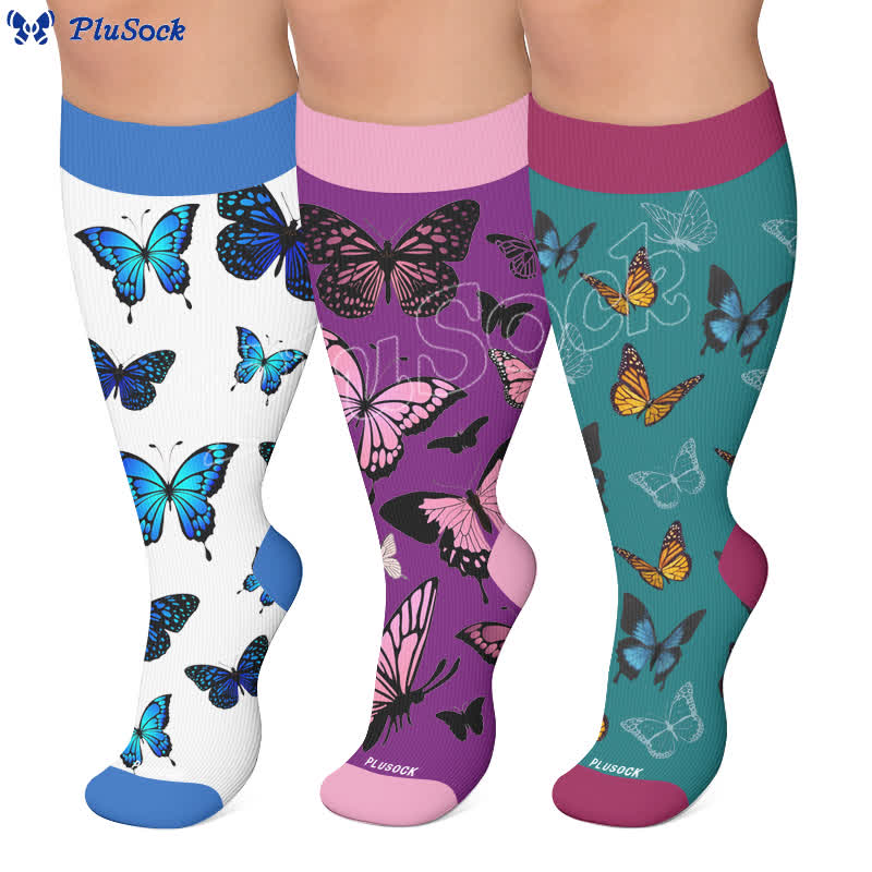 Plus Size Allover Butterfly Compression Socks - image 0