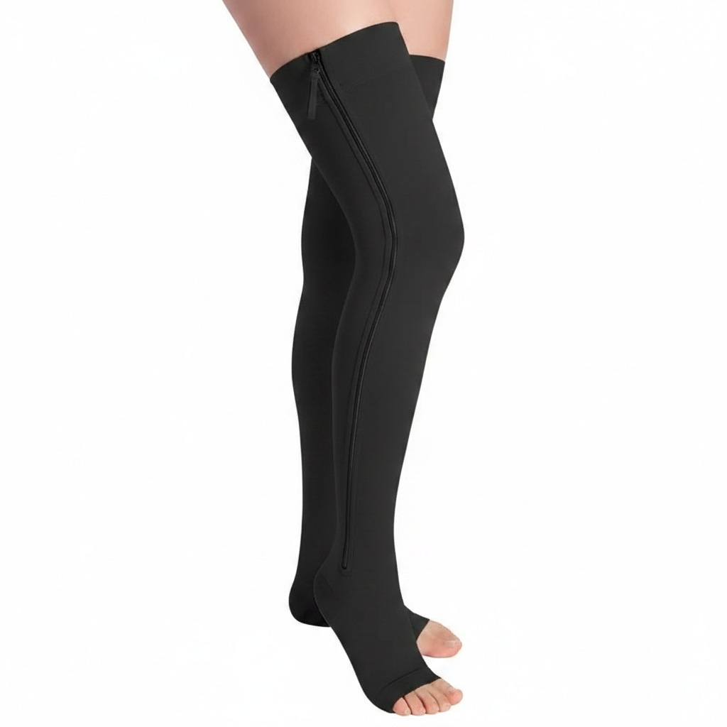 Side-Zip Compression Socks - Black - 4XL - image 2