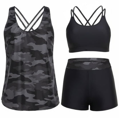 Sport Tankini Three Piece Swimsuits - Grey - XXL - image 13