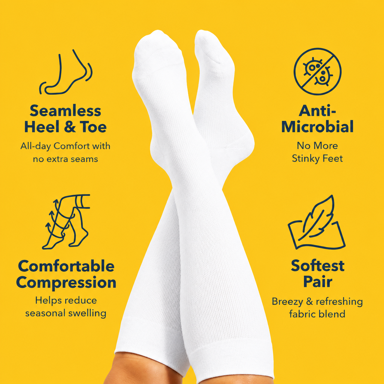Plus Size White Bamboo Compression Socks - image 1