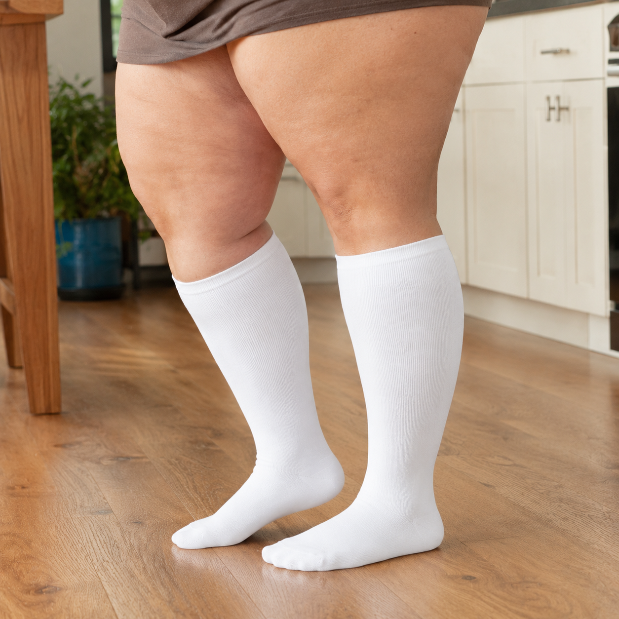 Plus Size White Bamboo Compression Socks - image 3
