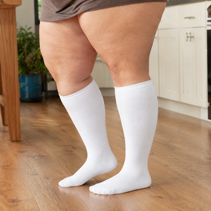 Plus Size White Bamboo Compression Socks - image 3