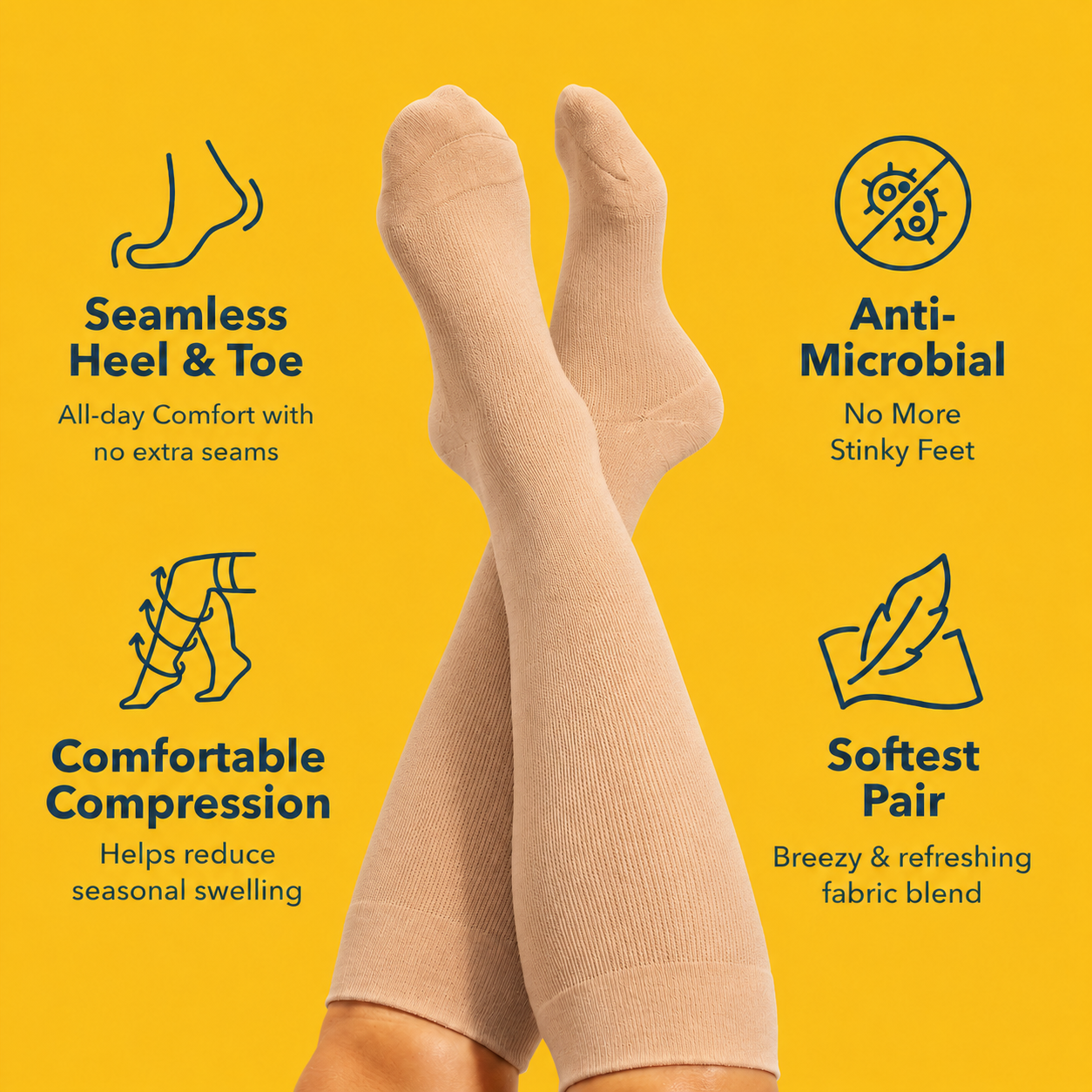 Plus Size Nude Bamboo Compression Socks - image 2