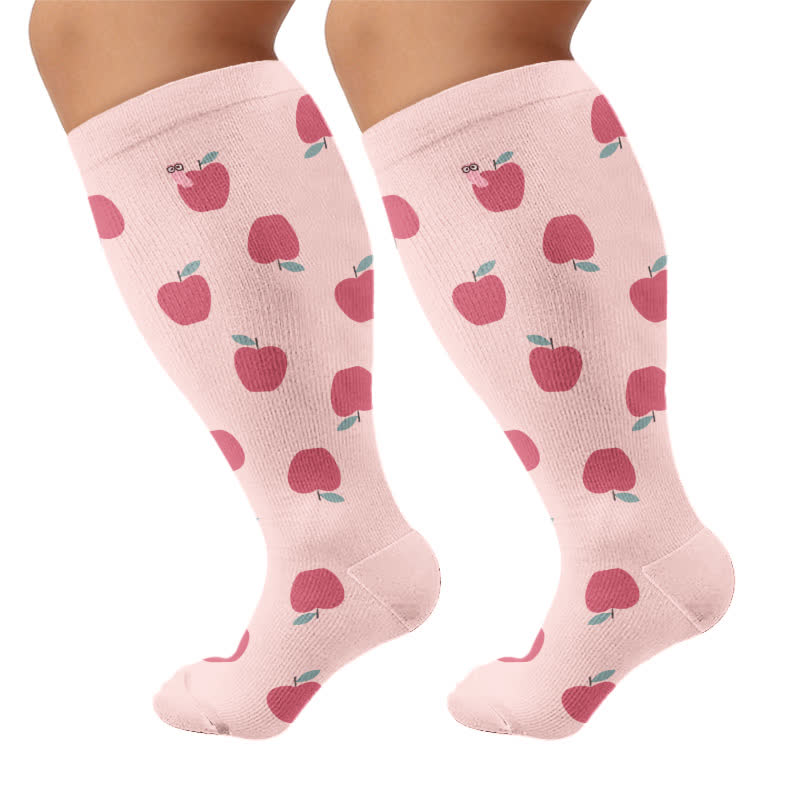 Plus Size Print Compression Socks - Pink(1 Pair) - 4XL - image 9
