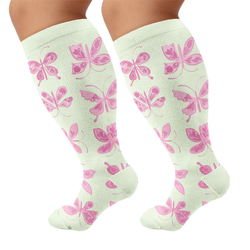 Plus Size Print Compression Socks - Green(1 Pair) - 4XL - image 8