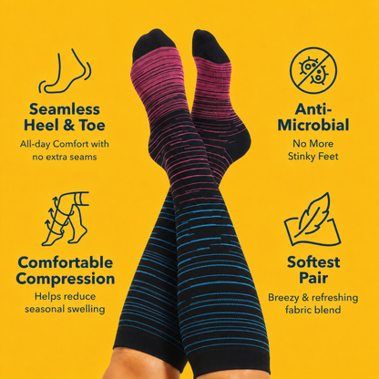 Plus Size Rose Stripe Bamboo Compression Socks - image 2