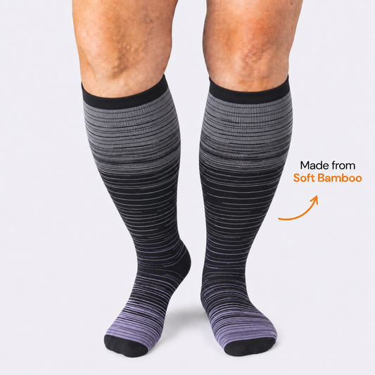 Plus Size Purple Stripe Bamboo Compression Socks - image 0