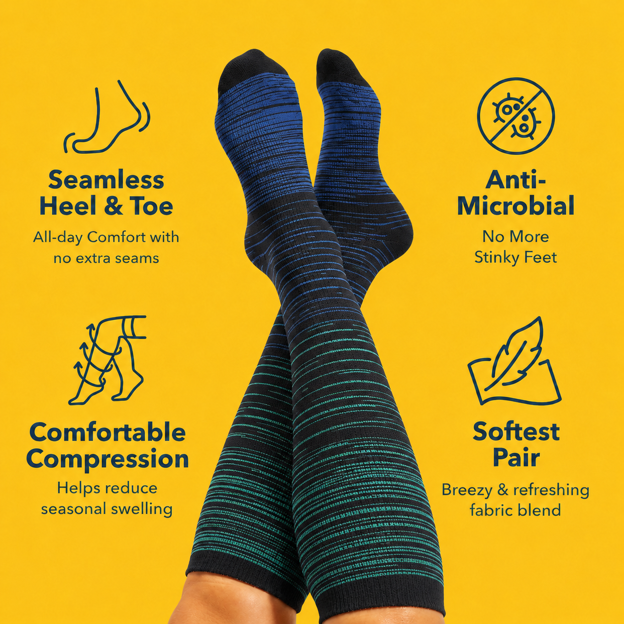 Plus Size Blue Stripe Bamboo Compression Socks - image 2