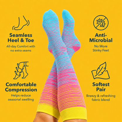 Plus Size Pink Stripe Bamboo Compression Socks - image 2
