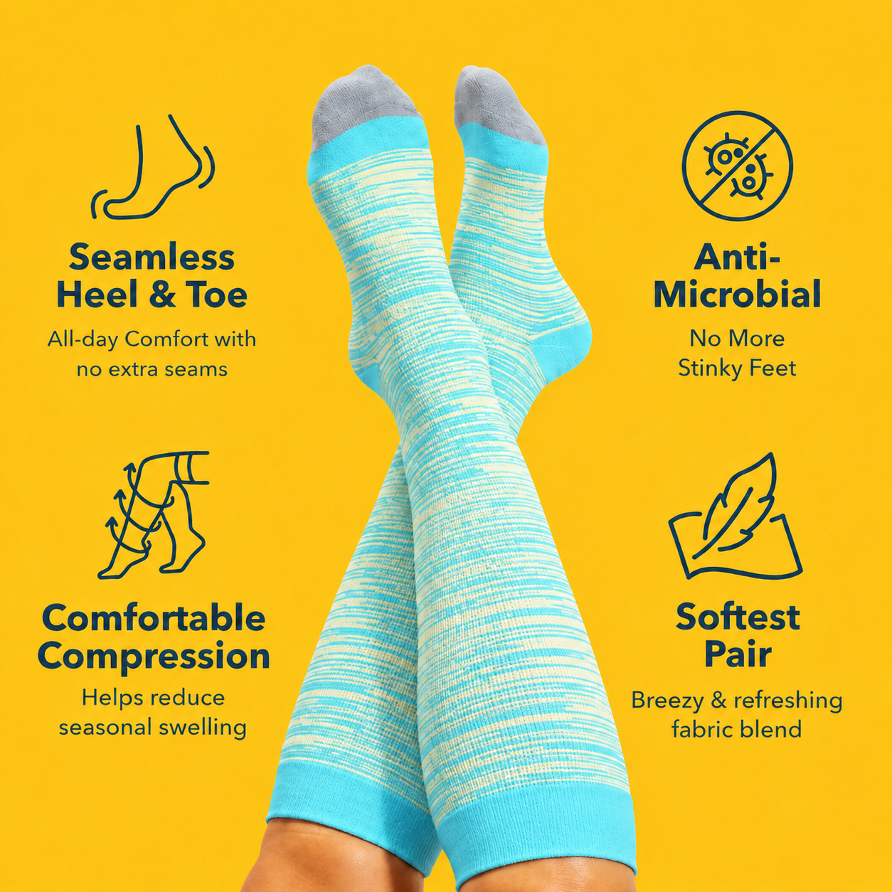 Plus Size Grey Stripe Bamboo Compression Socks - image 1