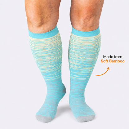 Plus Size Grey Stripe Bamboo Compression Socks - image 0