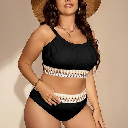 Ribbed Geometric Trim Swimwear - image 5