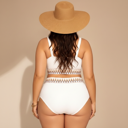 Ribbed Geometric Trim Swimwear - image 2