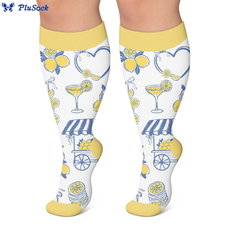 Plus Size Lemon Cocktail Compression Socks - image 5