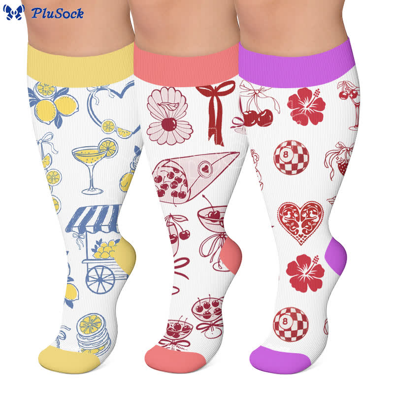 Plus Size Lemon Cocktail Compression Socks - image 0