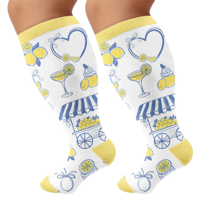 Plus Size Lemon Cocktail Compression Socks - image 8