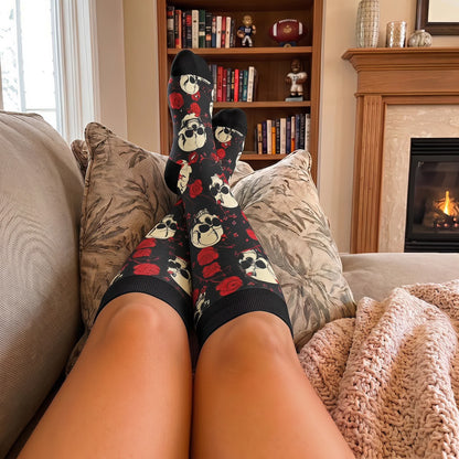 Plus Size Gothic Skull Rose Compression Socks - image 1