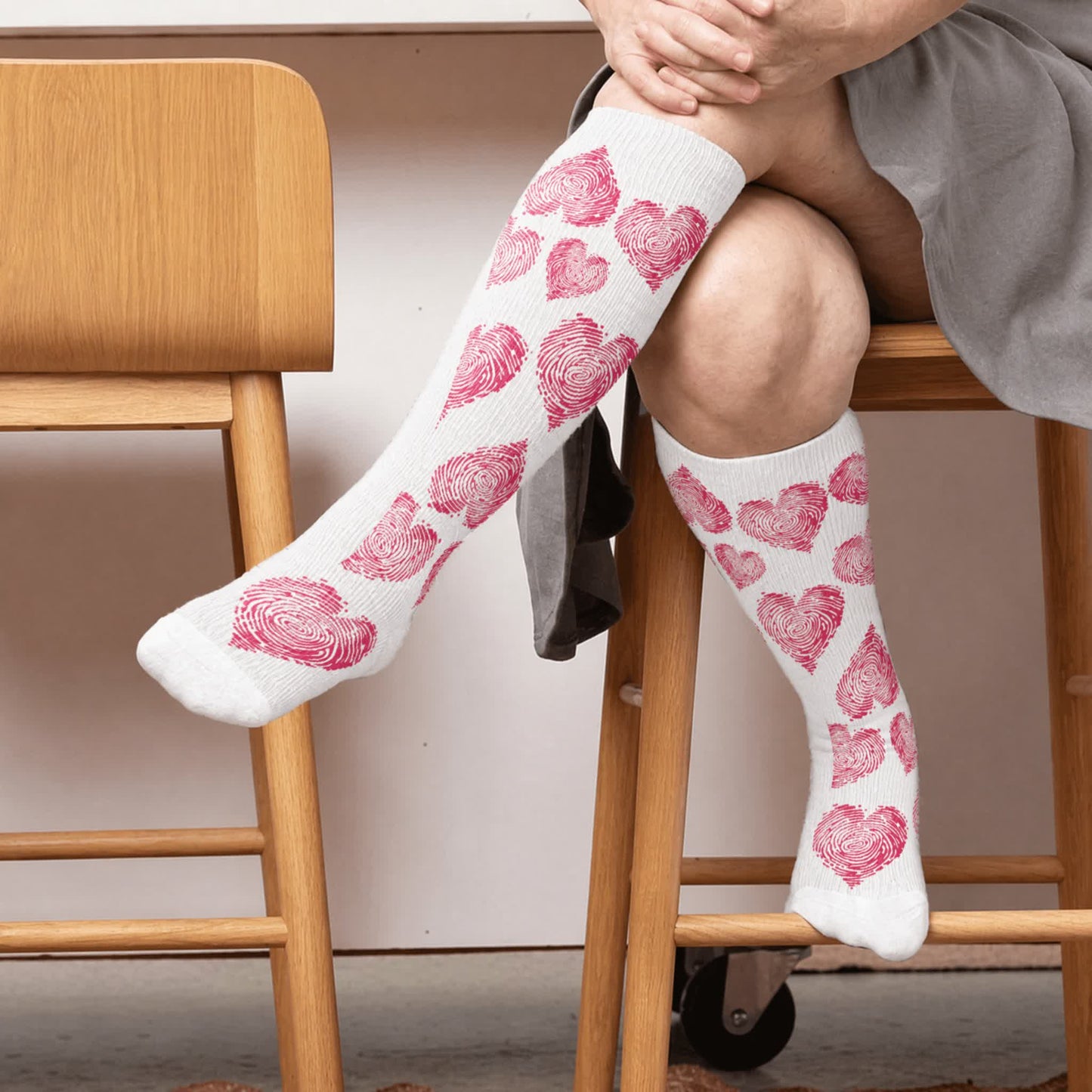 Plus Size Sexy Heart Compression Socks - White(1 Pair) - 4XL - image 2