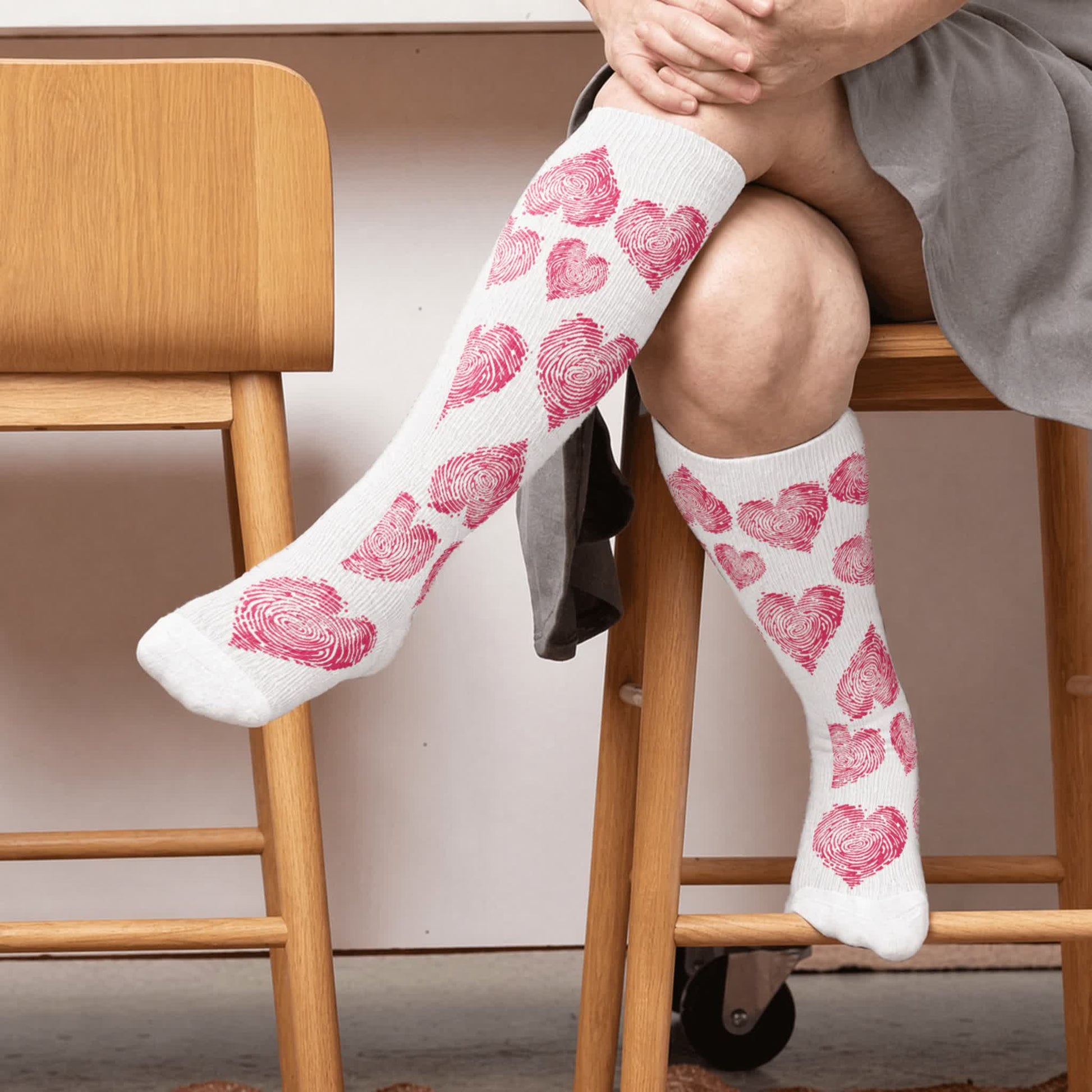 Plus Size Sexy Heart Compression Socks - White(1 Pair) - 4XL - image 2