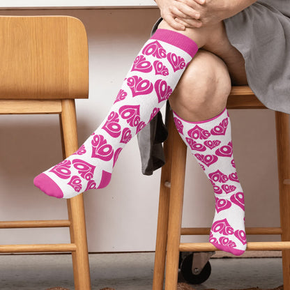 Plus Size Sexy Heart Compression Socks - Pink(1 Pair) - 4XL - image 3