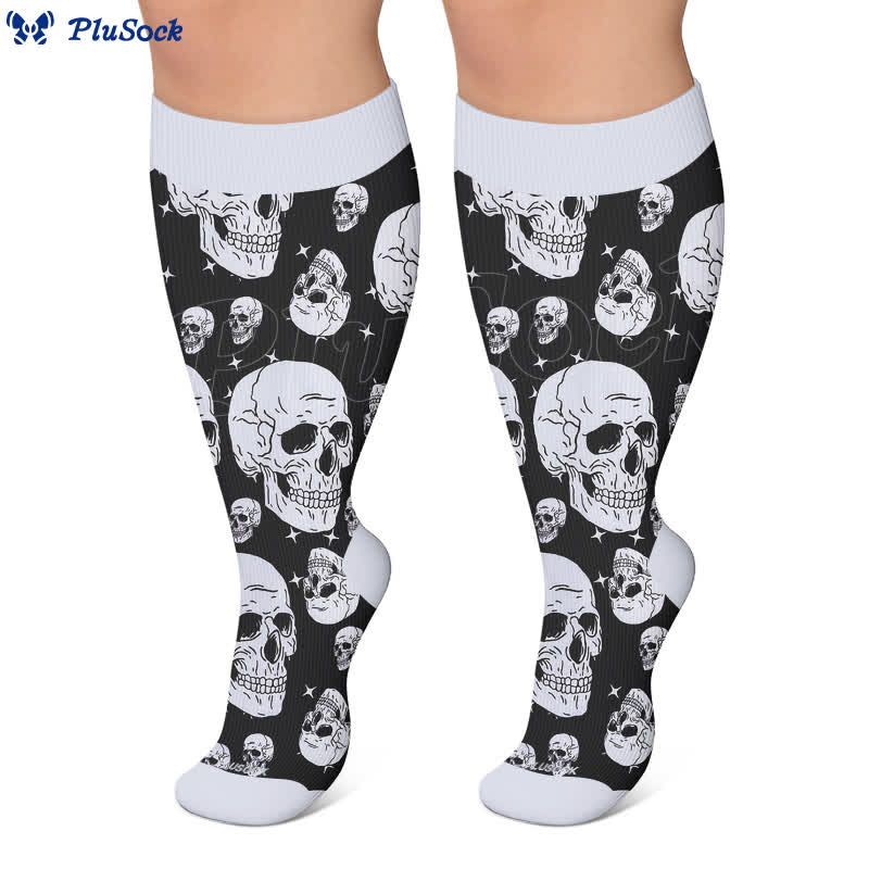 Plus Size Gothic Skull Rose Compression Socks - image 5