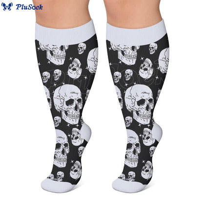 Plus Size Gothic Skull Rose Compression Socks - image 5