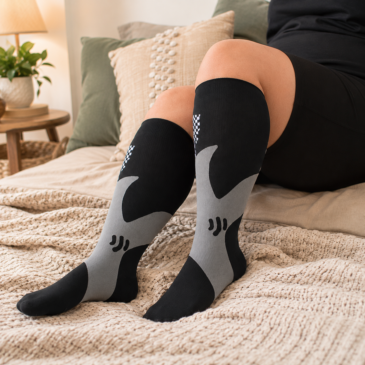 Plus Size White Bamboo Compression Socks - Black-A - 4XL - image 9