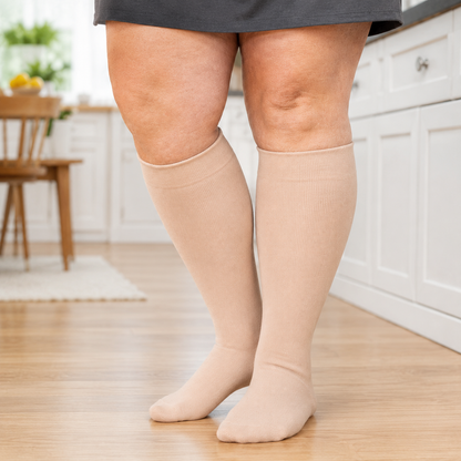 Plus Size Grey Bamboo Compression Socks - Nude - 4XL - image 6