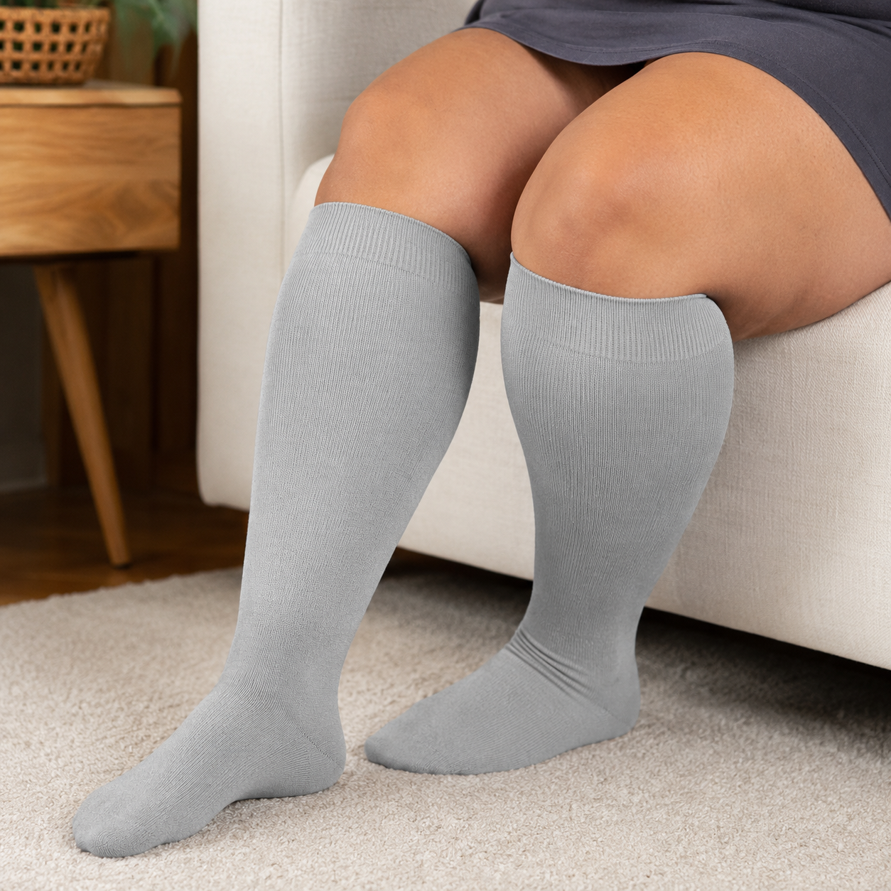 Plus Size Black Bamboo Compression Socks - Grey - 4XL - image 12