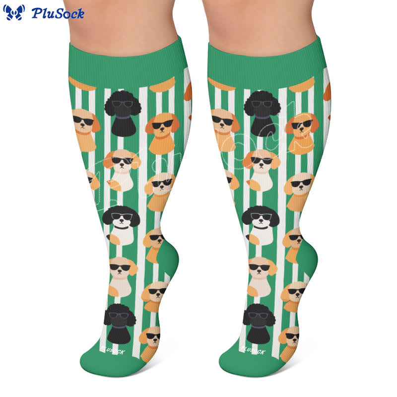 Plus Size Fun Cartoon Cat & Dog Print Compression Socks - image 7