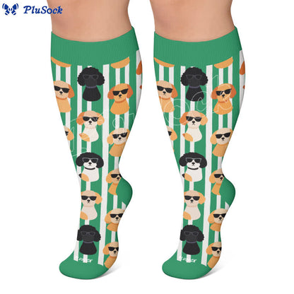 Plus Size Fun Cartoon Cat & Dog Print Compression Socks - image 7
