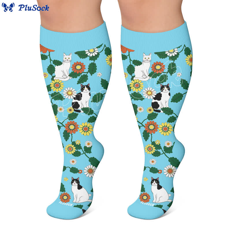 Plus Size Fun Cartoon Cat & Dog Print Compression Socks - image 6