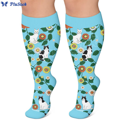 Plus Size Fun Cartoon Cat & Dog Print Compression Socks - image 6