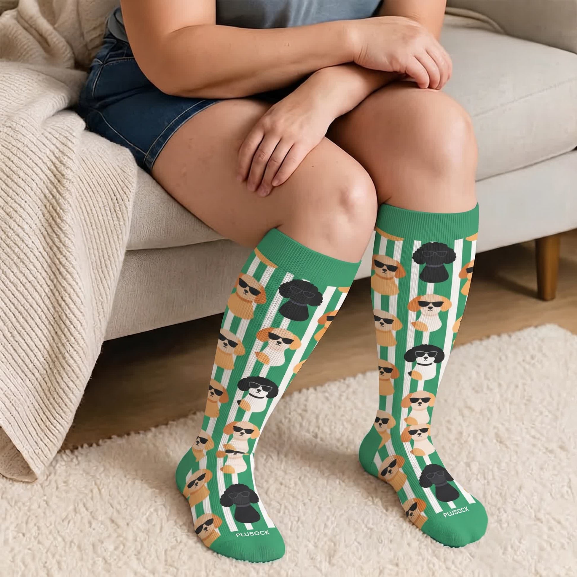 Plus Size Fun Cartoon Cat & Dog Print Compression Socks - image 2