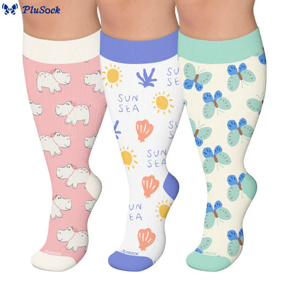 Plus Size Cute Cartoon Print Novelty Compression Socks - image 0