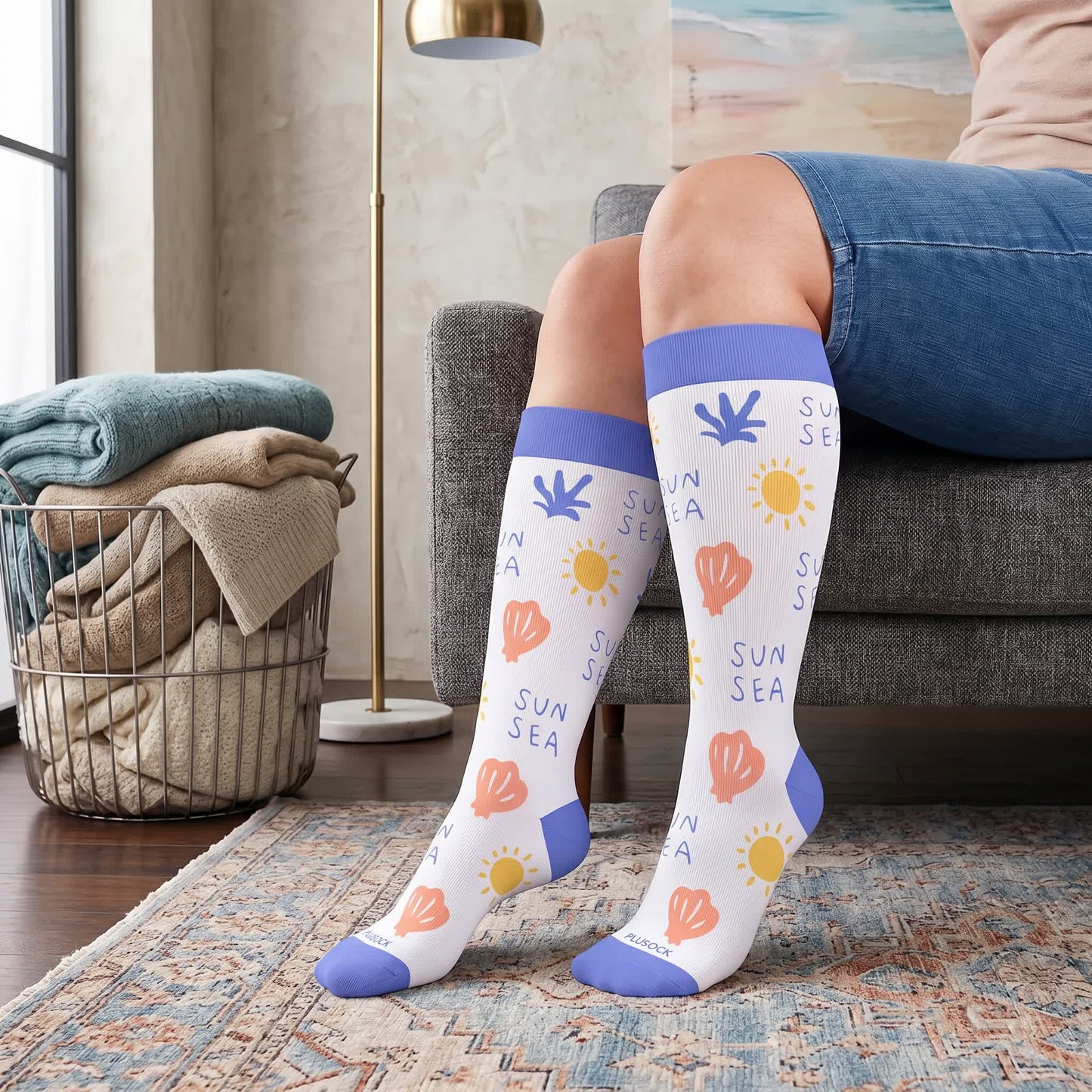 Plus Size Cute Cartoon Print Novelty Compression Socks - image 2