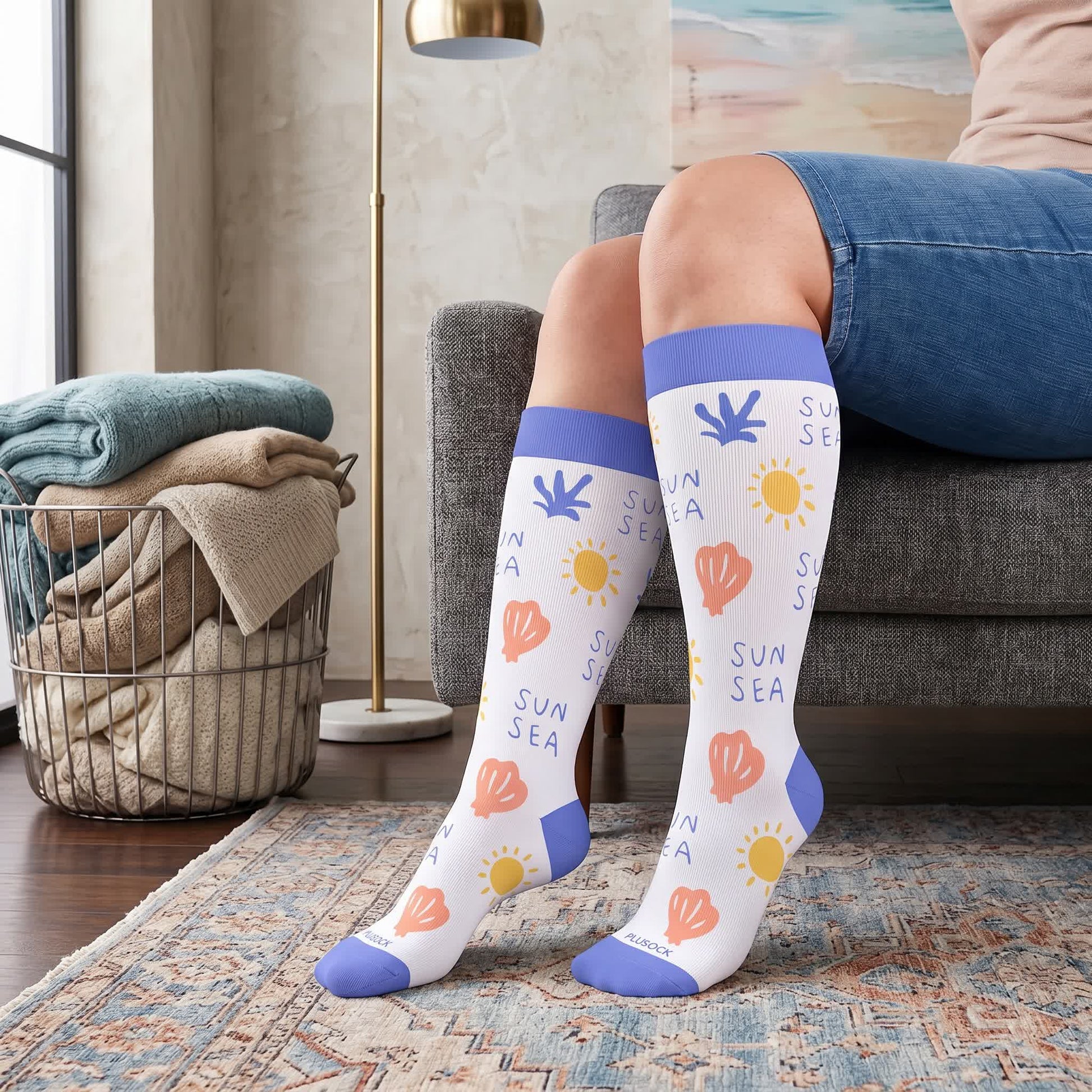 Plus Size Cute Cartoon Print Novelty Compression Socks - image 2